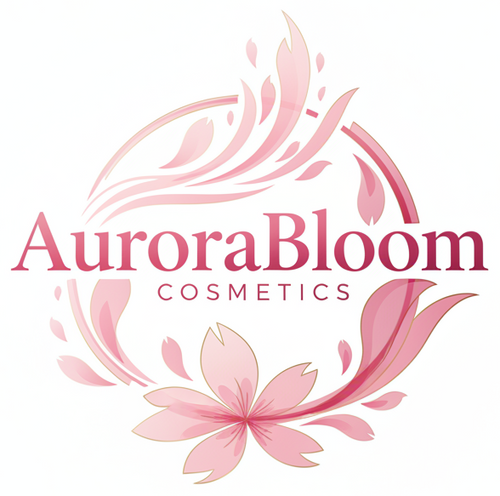 Create a unique pink color logo for AuroraBloomCosmetics